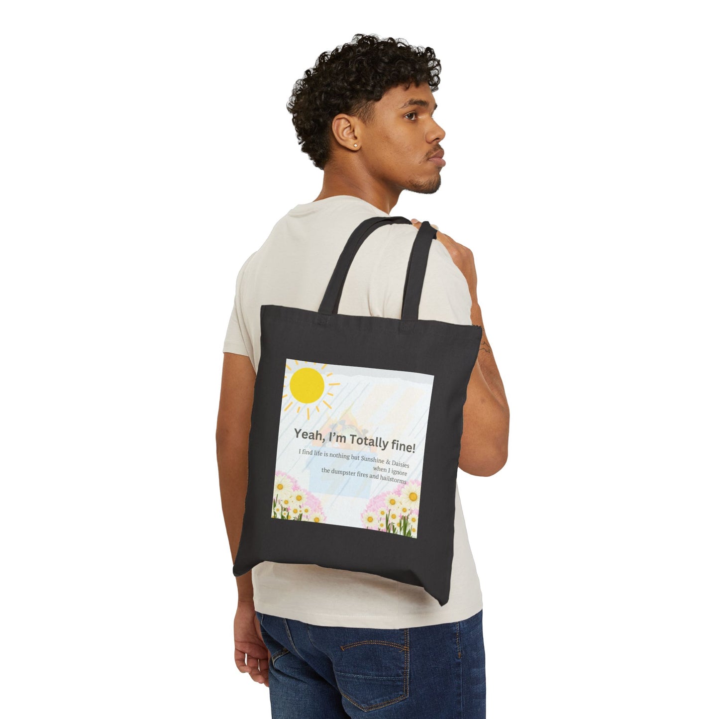 "Yeah, I'm Fine" Canvas Tote – Carry Your Chaos with Confidence