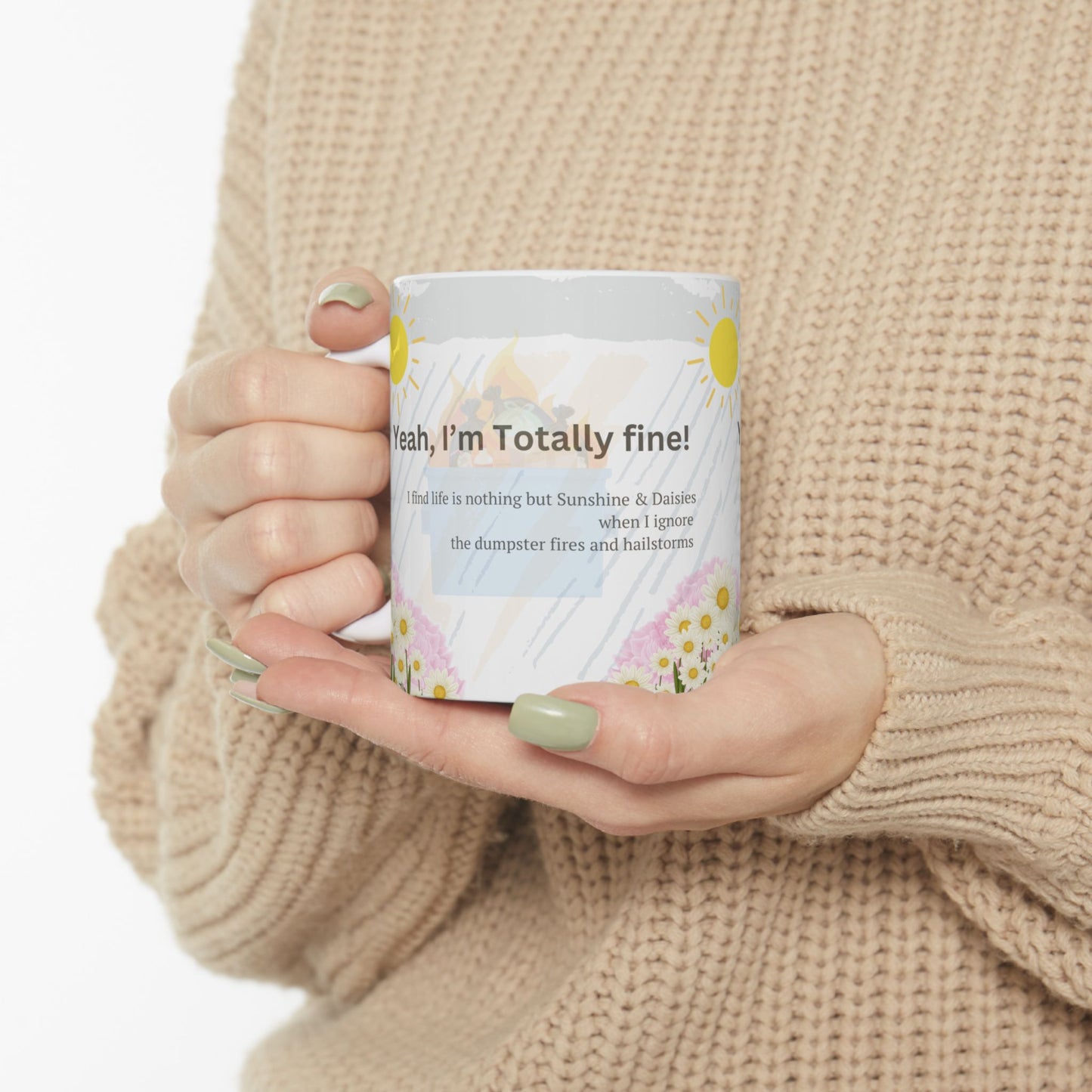 "Yeah, I’m Fine" Ceramic Mug – Sip Through the Chaos